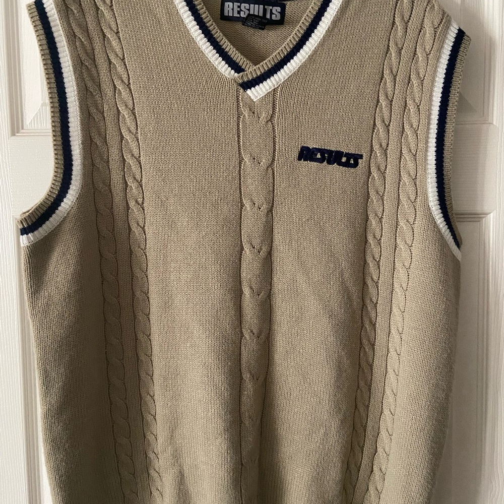 Vintage Results Men's Tan Knit Sweater Vest